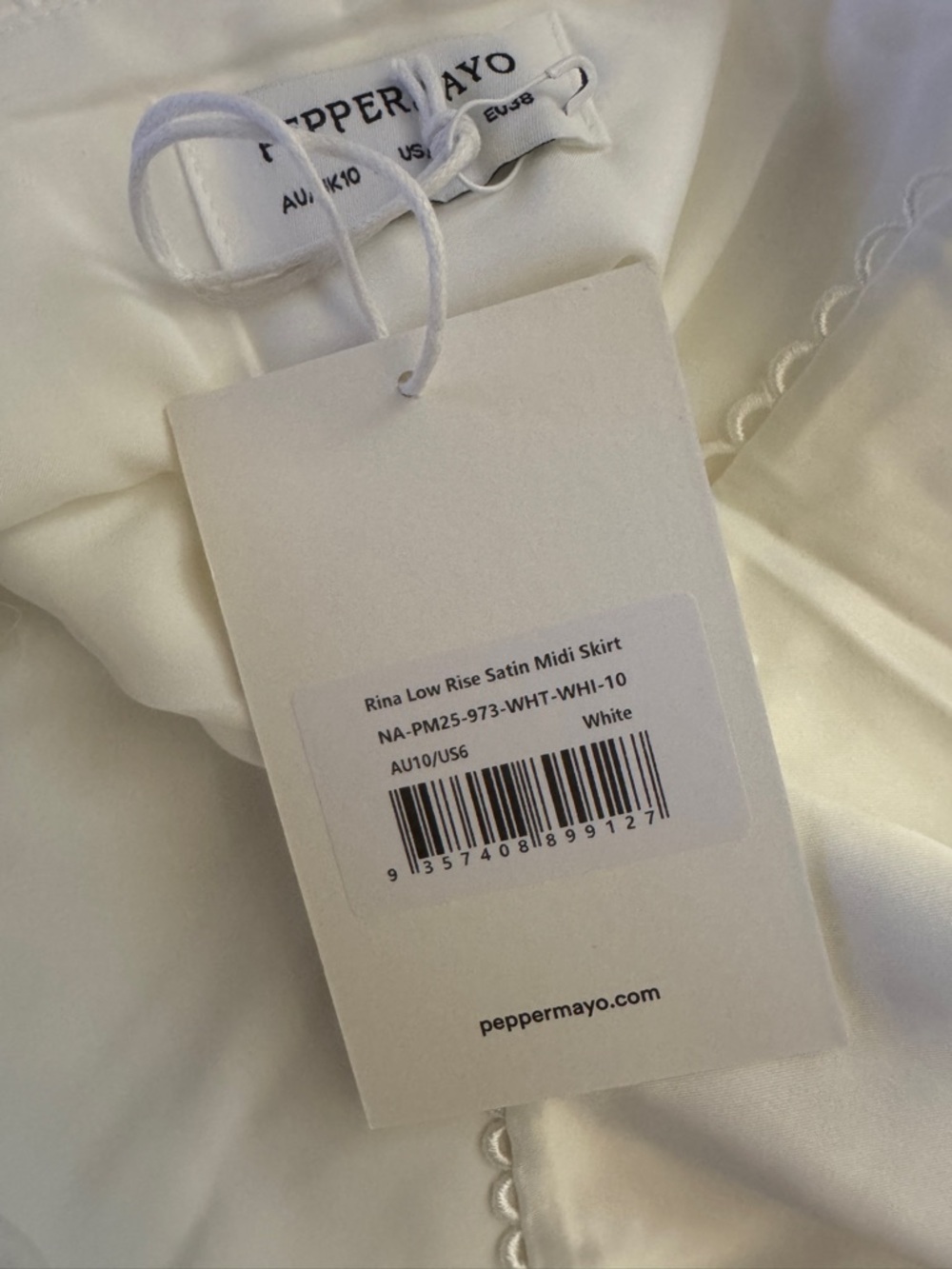 Peppermayo White Satin Midi Skirt - Rina Low Rise size 6 - Picture 2 of 4